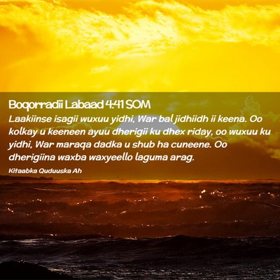 Picture 02 - Boqorradii Labaad 4:41 SOM - Laakiinse isagii wuxuu yidhi, War bal jidhiidh ii - Bible Verse Picture
