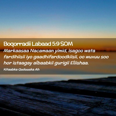 Picture 02 - Boqorradii Labaad 5:9 SOM - Markaasaa Nacamaan yimid, isagoo wata fardihiisii - Bible Verse Picture