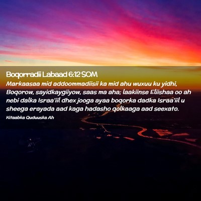 Picture 02 - Boqorradii Labaad 6:12 SOM - Markaasaa mid addoommadiisii ka mid ahu wuxuu ku - Bible Verse Picture