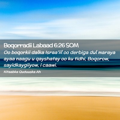 Picture 02 - Boqorradii Labaad 6:26 SOM - Oo boqorkii dalka Israa'iil oo derbiga dul maraya - Bible Verse Picture