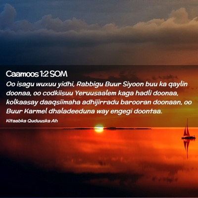 Picture 02 - Caamoos 1:2 SOM - Oo isagu wuxuu yidhi, Rabbigu Buur Siyoon buu ka - Bible Verse Picture
