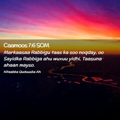 Picture 02 - Caamoos 7:6 SOM - Markaasaa Rabbigu taas ka soo noqday, oo Sayidka - Bible Verse Picture