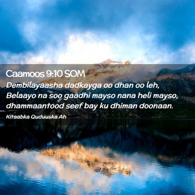 Picture 02 - Caamoos 9:10 SOM - Dembilayaasha dadkayga oo dhan oo leh, Belaayo na - Bible Verse Picture