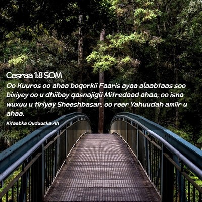 Picture 02 - Cesraa 1:8 SOM - Oo Kuuros oo ahaa boqorkii Faaris ayaa alaabtaas - Bible Verse Picture