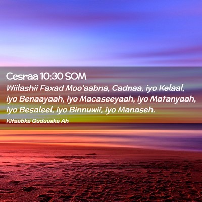 Picture 02 - Cesraa 10:30 SOM - Wiilashii Faxad Moo'aabna, Cadnaa, iyo Kelaal, - Bible Verse Picture