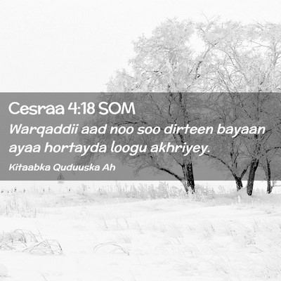 Picture 02 - Cesraa 4:18 SOM - Warqaddii aad noo soo dirteen bayaan ayaa - Bible Verse Picture