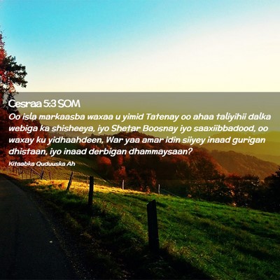 Picture 02 - Cesraa 5:3 SOM - Oo isla markaasba waxaa u yimid Tatenay oo ahaa - Bible Verse Picture