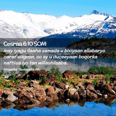 Picture 02 - Cesraa 6:10 SOM - inay iyagu Ilaaha samada u bixiyaan allabaryo - Bible Verse Picture
