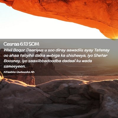 Picture 02 - Cesraa 6:13 SOM - Wixii Boqor Daariyus u soo diray aawadiis ayay - Bible Verse Picture