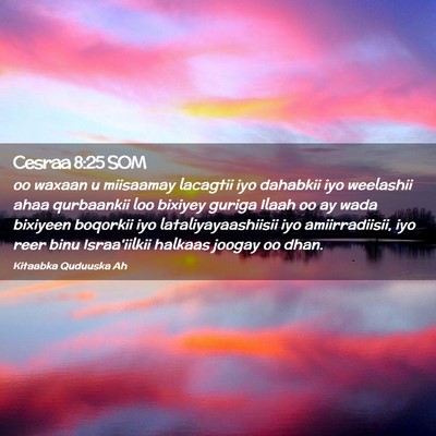 Picture 02 - Cesraa 8:25 SOM - oo waxaan u miisaamay lacagtii iyo dahabkii iyo - Bible Verse Picture