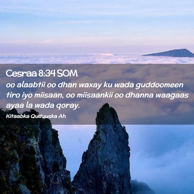 Picture 02 - Cesraa 8:34 SOM - oo alaabtii oo dhan waxay ku wada guddoomeen tiro - Bible Verse Picture