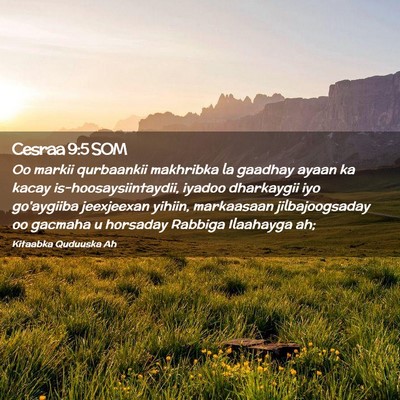 Picture 02 - Cesraa 9:5 SOM - Oo markii qurbaankii makhribka la gaadhay ayaan - Bible Verse Picture