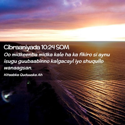Picture 02 - Cibraaniyada 10:24 SOM - Oo midkeenba midka kale ha ka fikiro si aynu - Bible Verse Picture