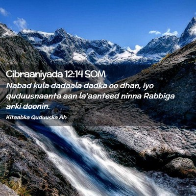 Picture 02 - Cibraaniyada 12:14 SOM - Nabad kula dadaala dadka oo dhan, iyo - Bible Verse Picture