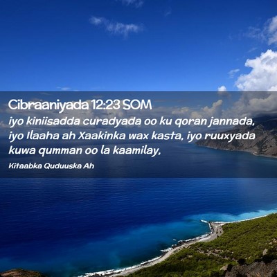Picture 02 - Cibraaniyada 12:23 SOM - iyo kiniisadda curadyada oo ku qoran jannada, iyo - Bible Verse Picture
