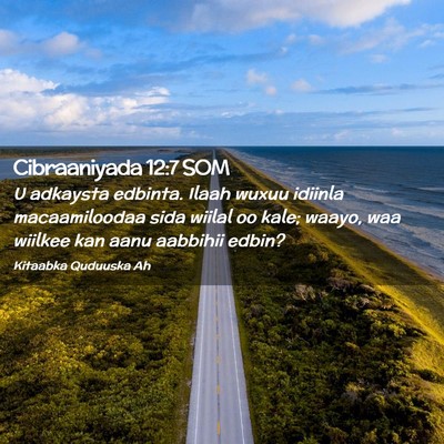 Picture 02 - Cibraaniyada 12:7 SOM - U adkaysta edbinta. Ilaah wuxuu idiinla - Bible Verse Picture