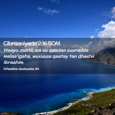Picture 02 - Cibraaniyada 2:16 SOM - Waayo, runtii, ma uu qaadan suuradda malaa'igaha, - Bible Verse Picture