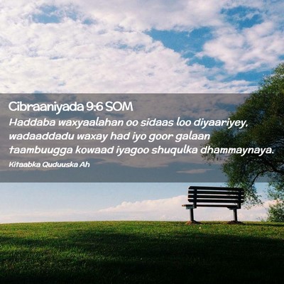 Picture 02 - Cibraaniyada 9:6 SOM - Haddaba waxyaalahan oo sidaas loo diyaariyey, - Bible Verse Picture