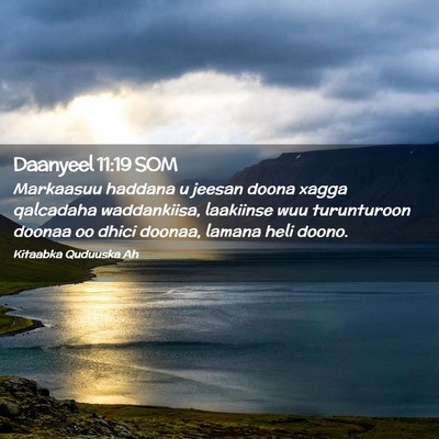 Picture 02 - Daanyeel 11:19 SOM - Markaasuu haddana u jeesan doona xagga qalcadaha - Bible Verse Picture