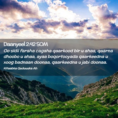 Picture 02 - Daanyeel 2:42 SOM - Oo sidii faraha cagaha qaarkood bir u ahaa, - Bible Verse Picture