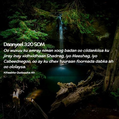 Picture 02 - Daanyeel 3:20 SOM - Oo wuxuu ku amray niman xoog badan oo ciidankiisa - Bible Verse Picture