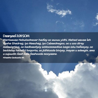 Picture 02 - Daanyeel 3:28 SOM - Markaasaa Nebukadnesar hadlay oo wuxuu yidhi, - Bible Verse Picture