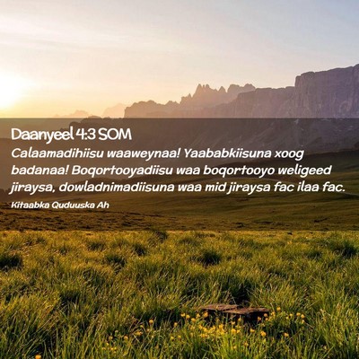 Picture 02 - Daanyeel 4:3 SOM - Calaamadihiisu waaweynaa! Yaababkiisuna xoog - Bible Verse Picture