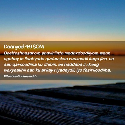 Picture 02 - Daanyeel 4:9 SOM - Beelteshaasarow, saaxiriinta madaxdoodiiyow, waan - Bible Verse Picture