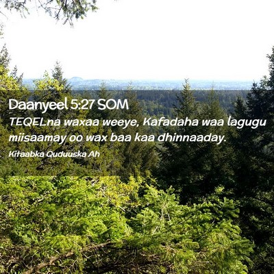 Picture 02 - Daanyeel 5:27 SOM - TEQELna waxaa weeye, Kafadaha waa lagugu - Bible Verse Picture