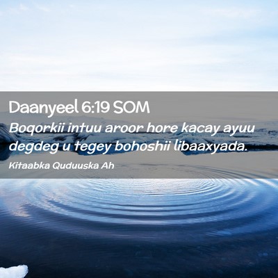 Picture 02 - Daanyeel 6:19 SOM - Boqorkii intuu aroor hore kacay ayuu degdeg u - Bible Verse Picture