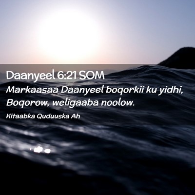 Picture 02 - Daanyeel 6:21 SOM - Markaasaa Daanyeel boqorkii ku yidhi, Boqorow, - Bible Verse Picture