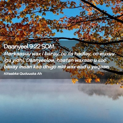 Picture 02 - Daanyeel 9:22 SOM - Markaasuu wax i baray, oo ila hadlay, oo wuxuu - Bible Verse Picture