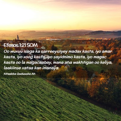 Picture 02 - Efesos 1:21 SOM - Oo wuxuu isaga ka sarreeysiiyey madax kasta, iyo - Bible Verse Picture