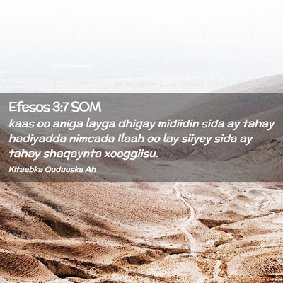 Picture 02 - Efesos 3:7 SOM - kaas oo aniga layga dhigay midiidin sida ay tahay - Bible Verse Picture