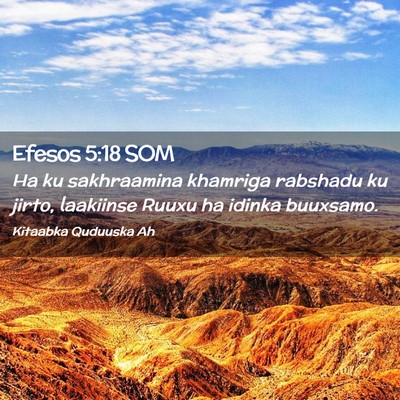 Picture 02 - Efesos 5:18 SOM - Ha ku sakhraamina khamriga rabshadu ku jirto, - Bible Verse Picture