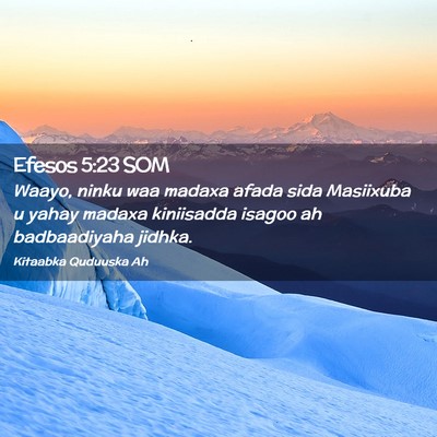 Picture 02 - Efesos 5:23 SOM - Waayo, ninku waa madaxa afada sida Masiixuba u - Bible Verse Picture