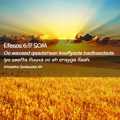 Picture 02 - Efesos 6:17 SOM - Oo waxaad qaadataan koofiyada badbaadada iyo - Bible Verse Picture