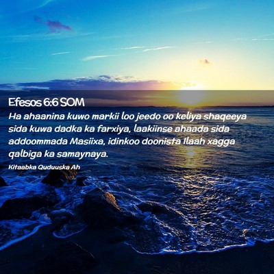 Picture 02 - Efesos 6:6 SOM - Ha ahaanina kuwo markii loo jeedo oo keliya - Bible Verse Picture