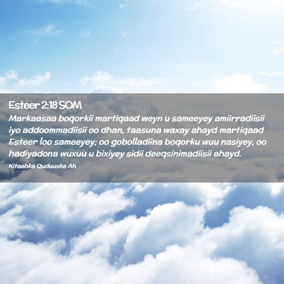 Picture 02 - Esteer 2:18 SOM - Markaasaa boqorkii martiqaad weyn u sameeyey - Bible Verse Picture