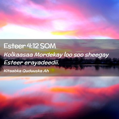 Picture 02 - Esteer 4:12 SOM - Kolkaasaa Mordekay loo soo sheegay Esteer - Bible Verse Picture