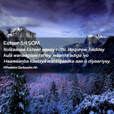 Picture 02 - Esteer 5:4 SOM - Kolkaasaa Esteer waxay tidhi, Boqorow, hadday - Bible Verse Picture