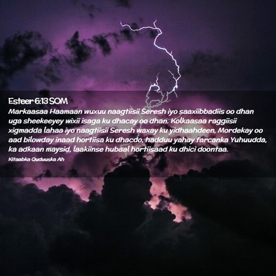 Picture 02 - Esteer 6:13 SOM - Markaasaa Haamaan wuxuu naagtiisii Seresh iyo - Bible Verse Picture