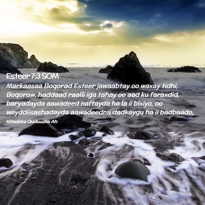 Picture 02 - Esteer 7:3 SOM - Markaasaa Boqorad Esteer jawaabtay oo waxay - Bible Verse Picture