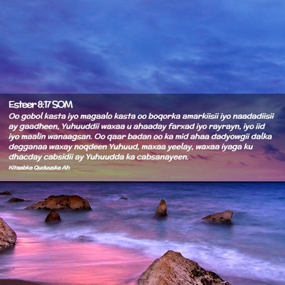 Picture 02 - Esteer 8:17 SOM - Oo gobol kasta iyo magaalo kasta oo boqorka - Bible Verse Picture