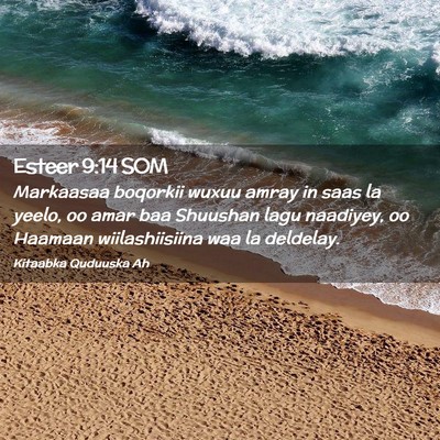 Picture 02 - Esteer 9:14 SOM - Markaasaa boqorkii wuxuu amray in saas la yeelo, - Bible Verse Picture