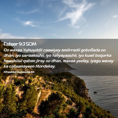 Picture 02 - Esteer 9:3 SOM - Oo waxaa Yuhuuddii caawiyey amiirradii gobollada - Bible Verse Picture