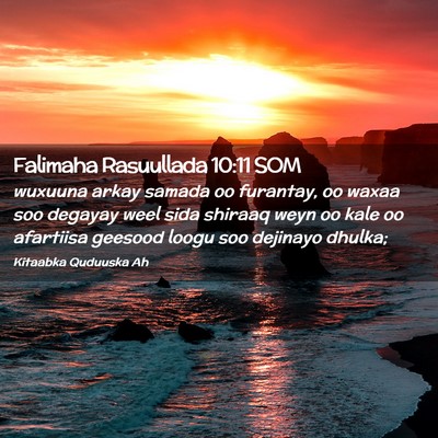Picture 02 - Falimaha Rasuullada 10:11 SOM - wuxuuna arkay samada oo furantay, oo waxaa soo - Bible Verse Picture