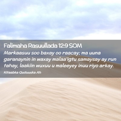 Picture 02 - Falimaha Rasuullada 12:9 SOM - Markaasuu soo baxay oo raacay; ma uuna garanaynin - Bible Verse Picture