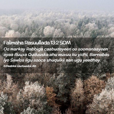 Picture 02 - Falimaha Rasuullada 13:2 SOM - Oo markay Rabbiga caabudayeen oo soomanaayeen - Bible Verse Picture
