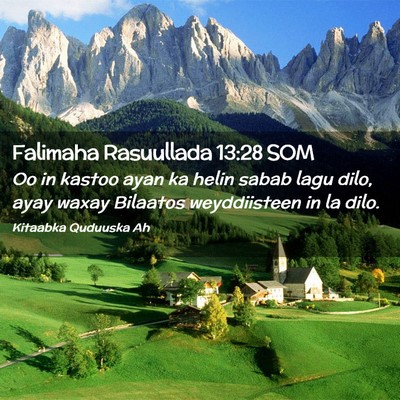 Picture 02 - Falimaha Rasuullada 13:28 SOM - Oo in kastoo ayan ka helin sabab lagu dilo, ayay - Bible Verse Picture